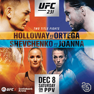 Saturday 12 08 18 Ufc 231 Fight Holloway V Ortega Bellas Cabaret